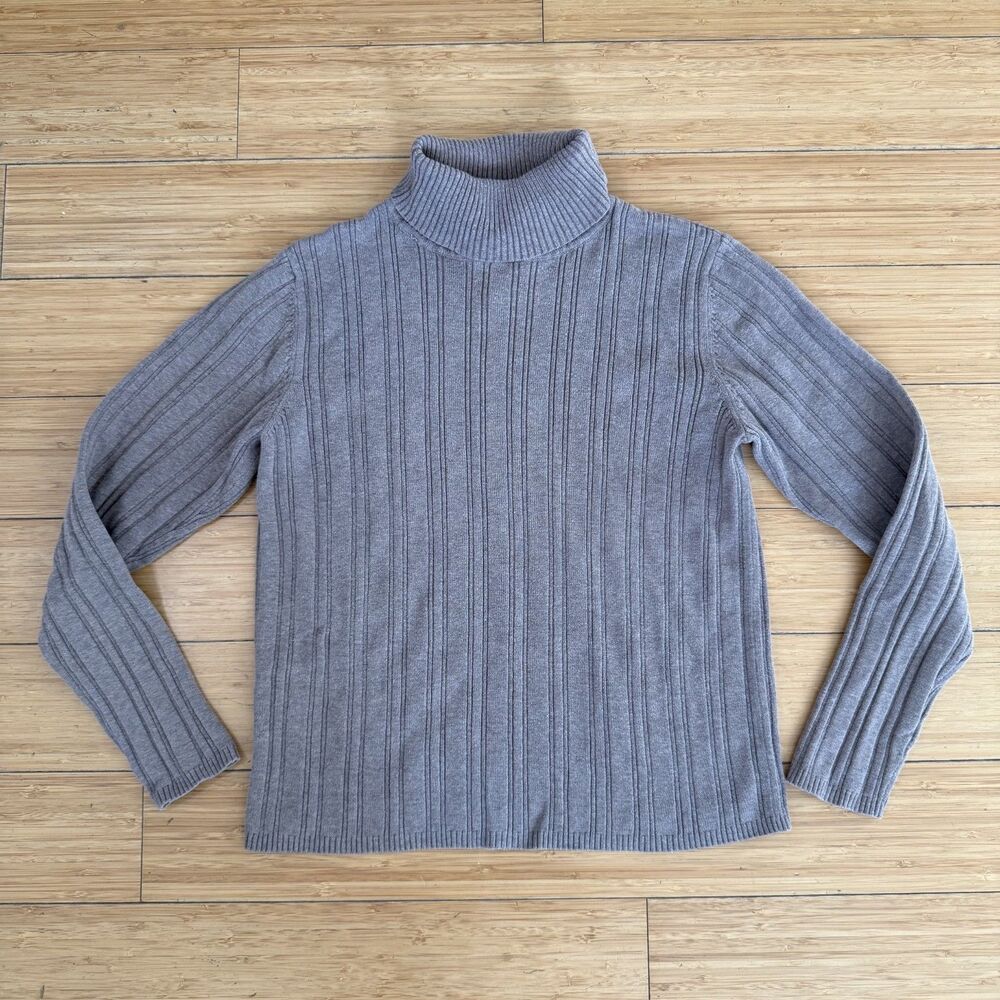 Vintage Talbots Brown 100% Cotton Turtleneck Sweater 90s Ski SM